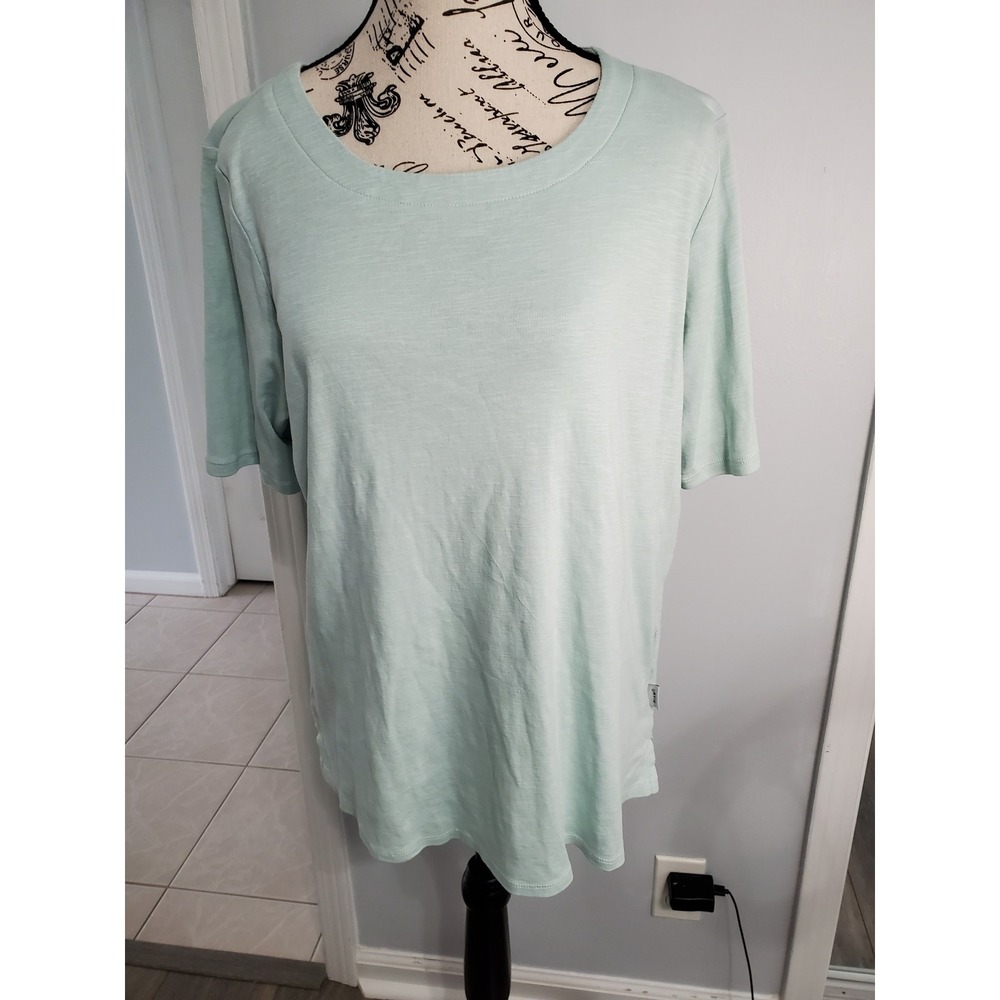 Orvis Classic Collection Women Mint Green Slub Knit Short Sleeve Tee Large